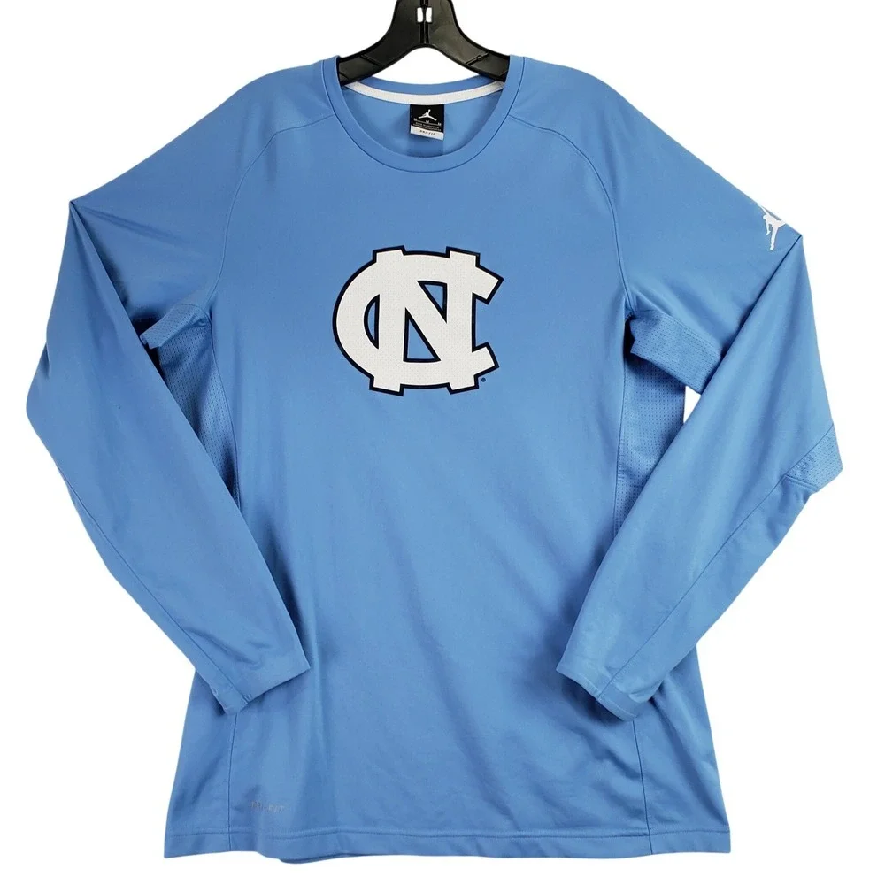 UNC Jordan Shooting Shirt Mens M Blue NCAA Basketball Training Top Elite Dri-FIT
